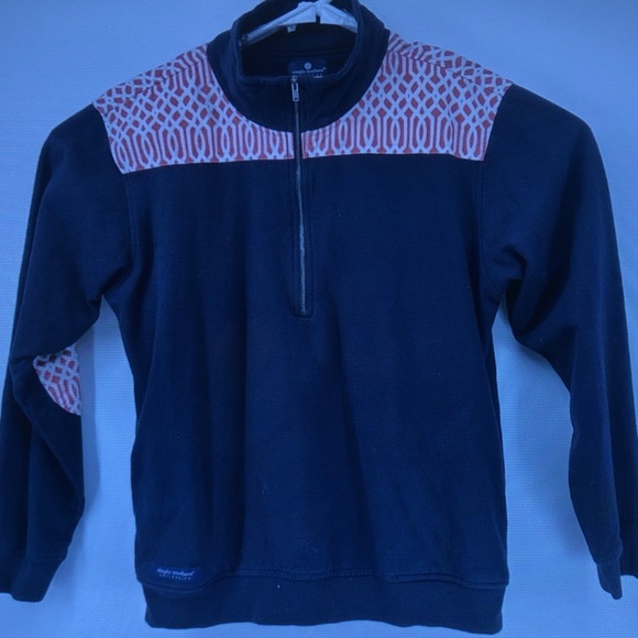 Other - Men's Black Quarter-Zip Sweater with Rust Pattern Yoke